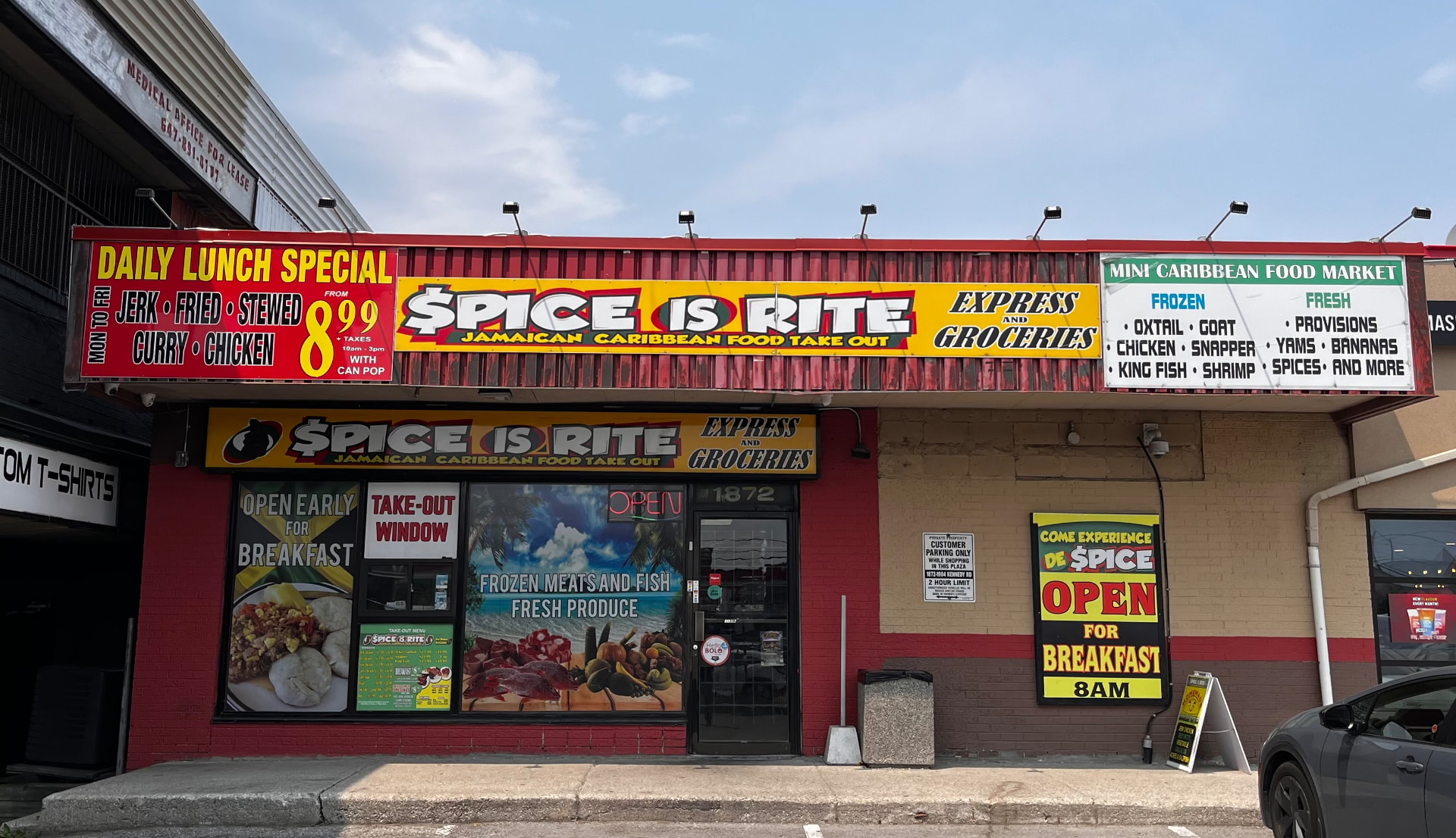Spice Is Rite Express and Groceries storefront on Kennedy Rd