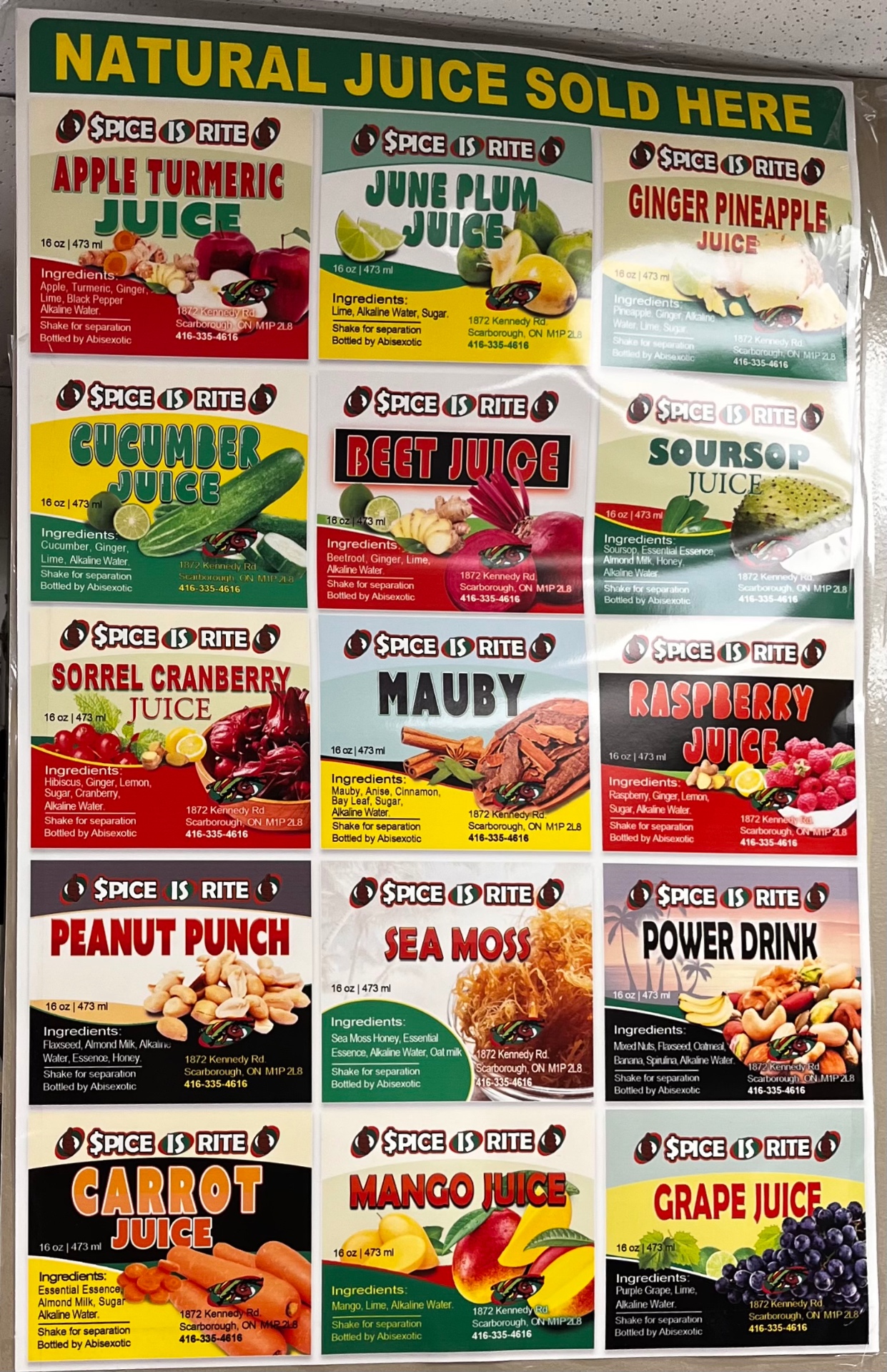 Natural juice selection poster